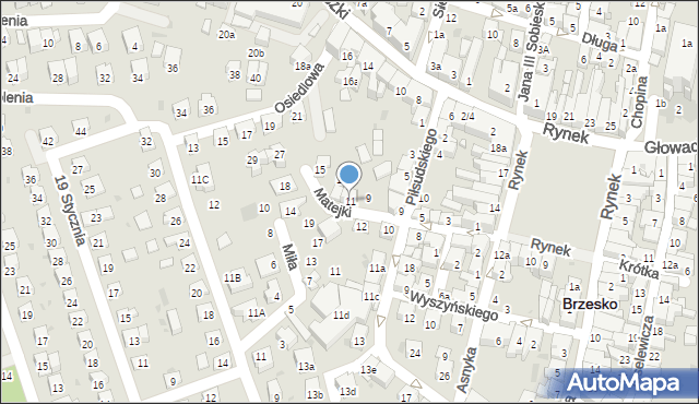 Brzesko, Matejki Jana, 11, mapa Brzesko