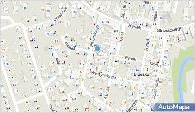 Brzesko, Matejki Jana, 6, mapa Brzesko