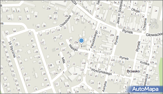 Brzesko, Matejki Jana, 9, mapa Brzesko