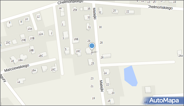 Brzezie k. Sulechowa, Matejki Jana, 27, mapa Brzezie k. Sulechowa