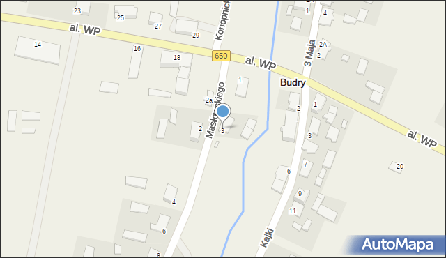 Budry, Masłowskiego Nikodema, ks., 3A, mapa Budry