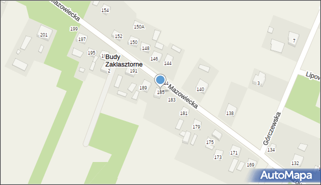 Budy Zaklasztorne, Mazowiecka, 185, mapa Budy Zaklasztorne