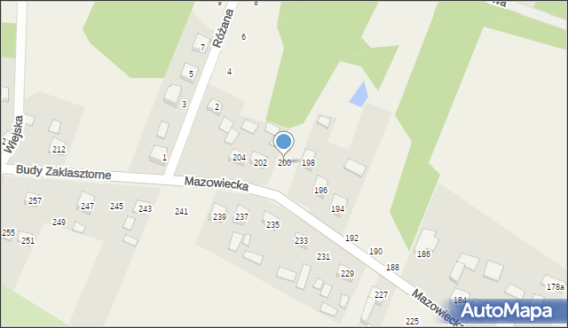 Budy Zaklasztorne, Mazowiecka, 200, mapa Budy Zaklasztorne