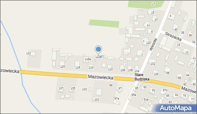 Budziska, Mazowiecka, 112a, mapa Budziska