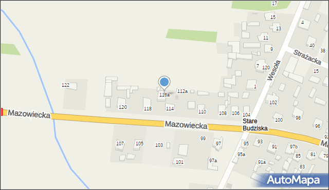 Budziska, Mazowiecka, 116a, mapa Budziska