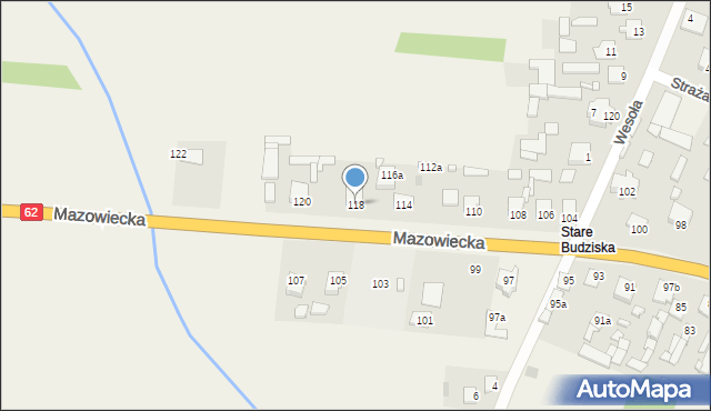 Budziska, Mazowiecka, 118, mapa Budziska