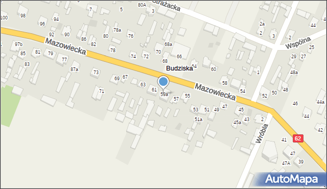 Budziska, Mazowiecka, 59a, mapa Budziska