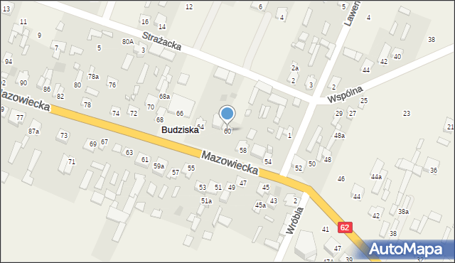 Budziska, Mazowiecka, 60, mapa Budziska