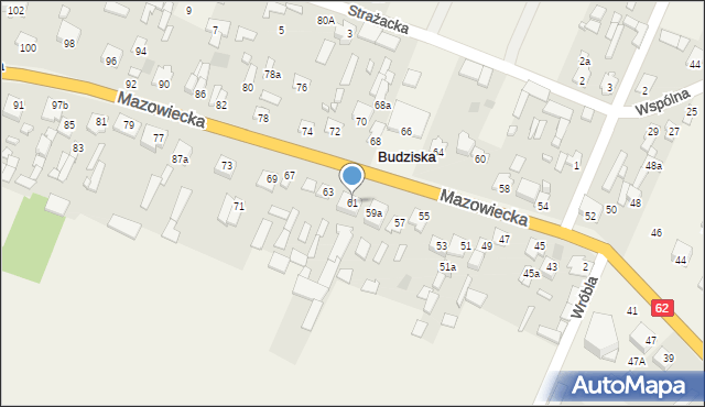 Budziska, Mazowiecka, 61, mapa Budziska