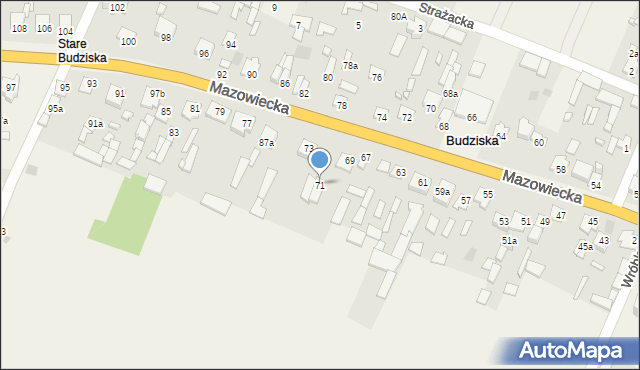 Budziska, Mazowiecka, 71, mapa Budziska