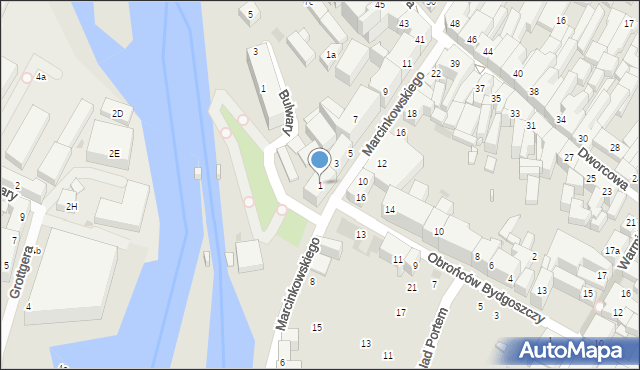 Bydgoszcz, Marcinkowskiego Karola, 1, mapa Bydgoszczy