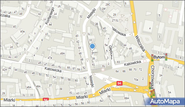 Bytom, Matejki Jana, 37, mapa Bytomia