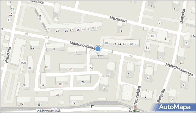 Bytom, Małachowskiego Stanisława, 5, mapa Bytomia