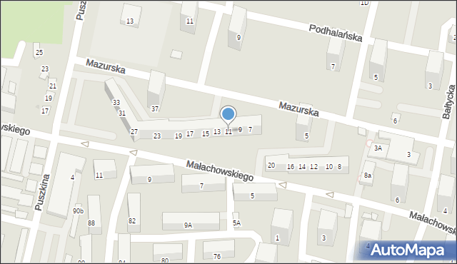 Bytom, Mazurska, 11, mapa Bytomia
