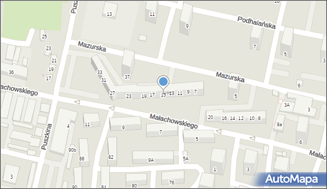 Bytom, Mazurska, 15, mapa Bytomia
