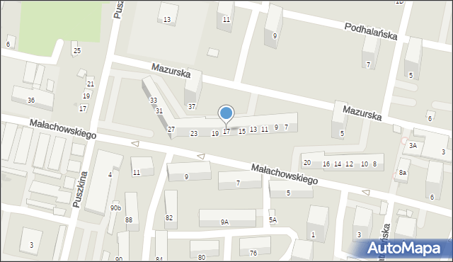 Bytom, Mazurska, 17, mapa Bytomia