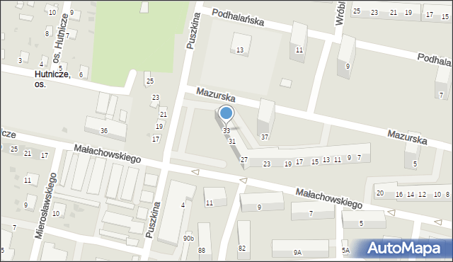 Bytom, Mazurska, 33, mapa Bytomia