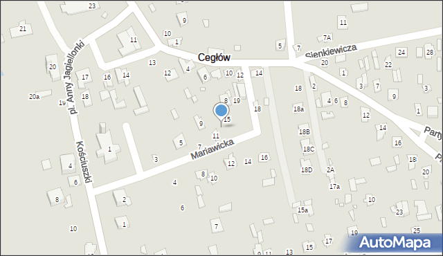 Cegłów, Mariawicka, 13, mapa Cegłów