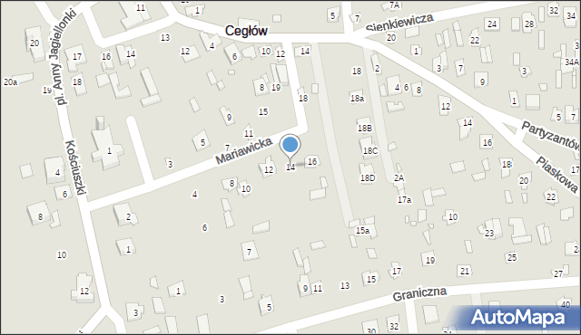 Cegłów, Mariawicka, 14, mapa Cegłów
