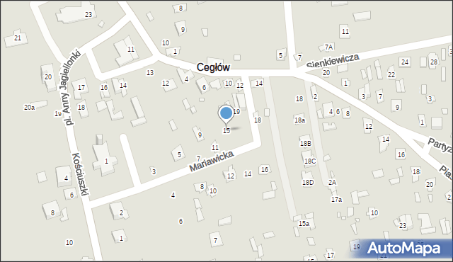 Cegłów, Mariawicka, 15, mapa Cegłów