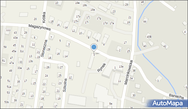 Chełmiec, Magazynowa, 1, mapa Chełmiec