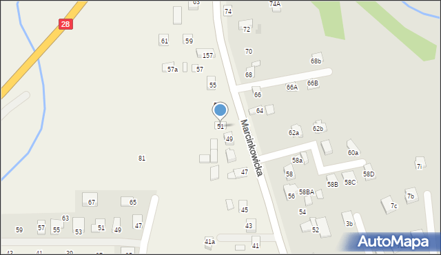 Chełmiec, Marcinkowicka, 51, mapa Chełmiec