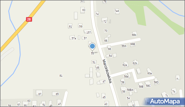 Chełmiec, Marcinkowicka, 53, mapa Chełmiec