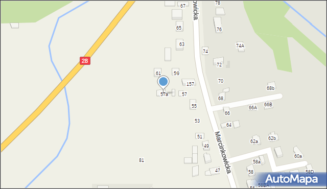 Chełmiec, Marcinkowicka, 57a, mapa Chełmiec