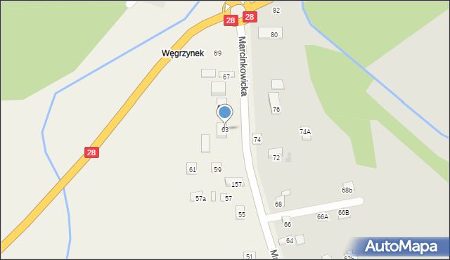 Chełmiec, Marcinkowicka, 63, mapa Chełmiec