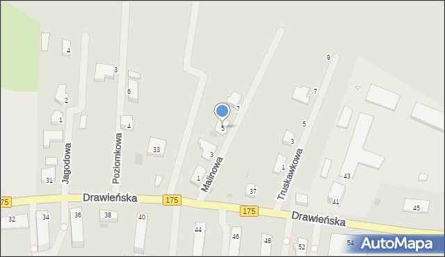 Choszczno, Malinowa, 5, mapa Choszczno