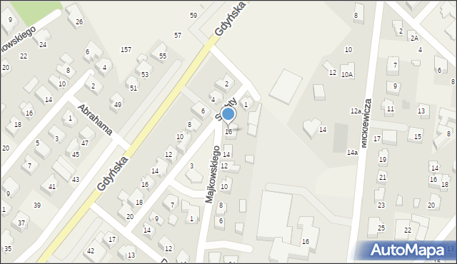 Chwaszczyno, Majkowskiego Aleksandra, dr., 16, mapa Chwaszczyno