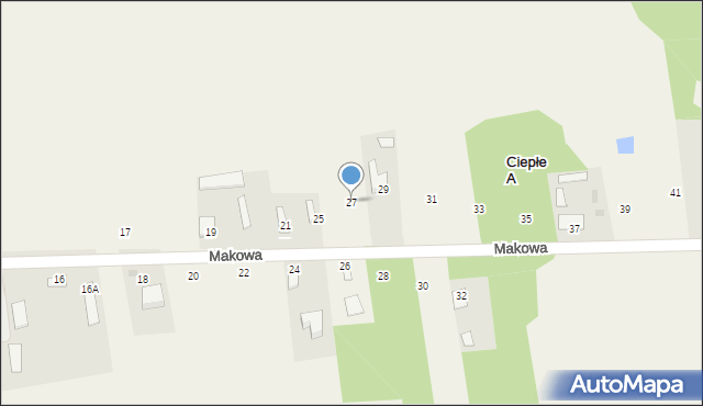 Ciepłe A, Makowa, 27, mapa Ciepłe A