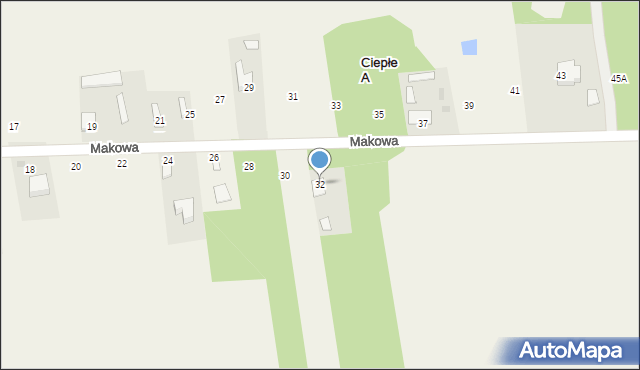 Ciepłe A, Makowa, 32, mapa Ciepłe A