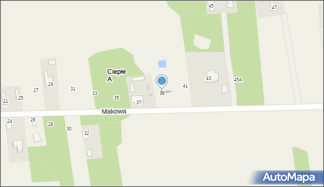 Ciepłe A, Makowa, 39, mapa Ciepłe A