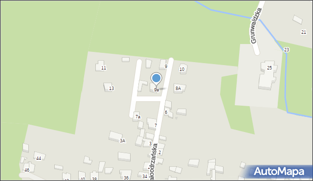 Cybinka, Małoodrzańska, 9a, mapa Cybinka