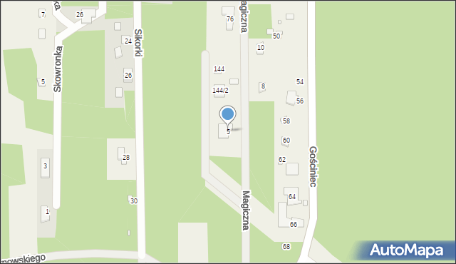 Czarnów, Magiczna, 5, mapa Czarnów