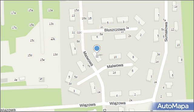 Czarny Las, Malwowa, 12, mapa Czarny Las