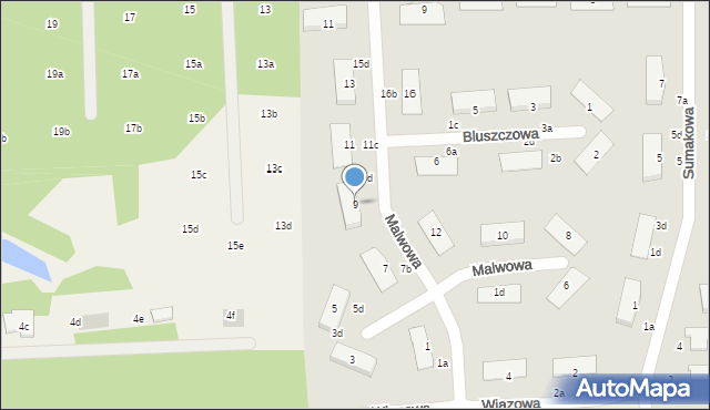 Czarny Las, Malwowa, 9, mapa Czarny Las