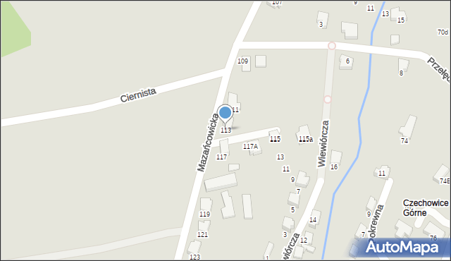Czechowice-Dziedzice, Mazańcowicka, 113, mapa Czechowic-Dziedzic
