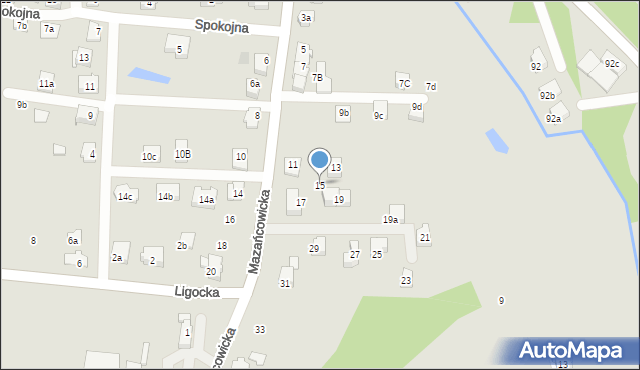 Czechowice-Dziedzice, Mazańcowicka, 15, mapa Czechowic-Dziedzic