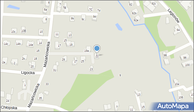 Czechowice-Dziedzice, Mazańcowicka, 21, mapa Czechowic-Dziedzic