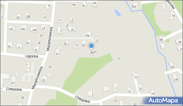 Czechowice-Dziedzice, Mazańcowicka, 23, mapa Czechowic-Dziedzic