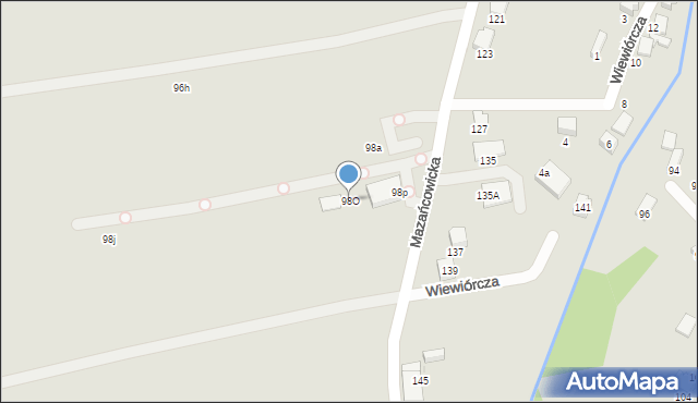 Czechowice-Dziedzice, Mazańcowicka, 98O, mapa Czechowic-Dziedzic