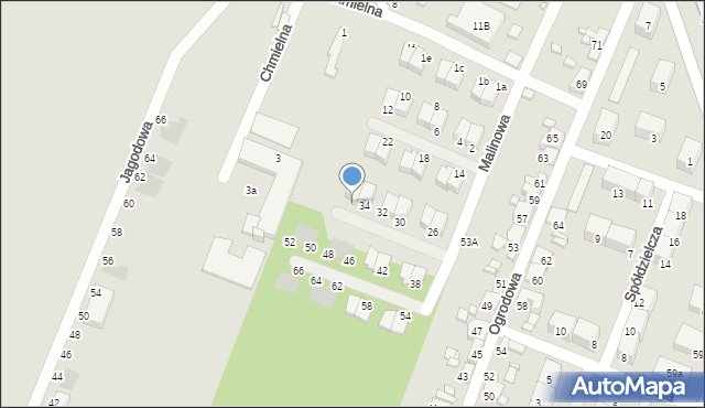 Czeladź, Malinowa, 36, mapa Czeladź