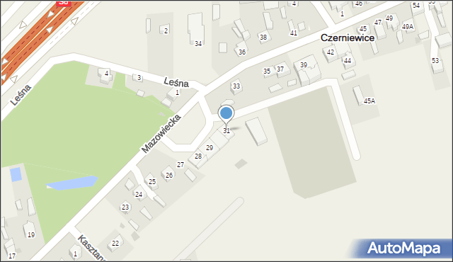 Czerniewice, Mazowiecka, 31, mapa Czerniewice