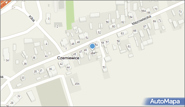 Czerniewice, Mazowiecka, 49A, mapa Czerniewice