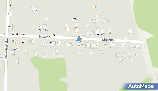 Częstochowa, Mączna, 17, mapa Częstochowy