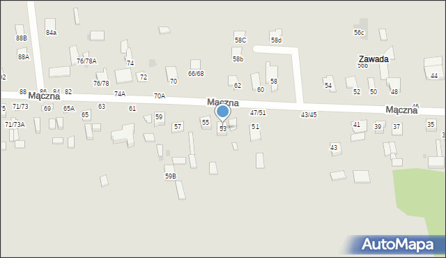 Częstochowa, Mączna, 53, mapa Częstochowy