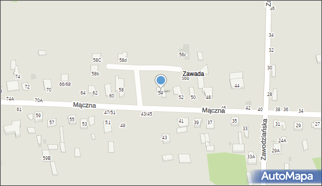 Częstochowa, Mączna, 54, mapa Częstochowy