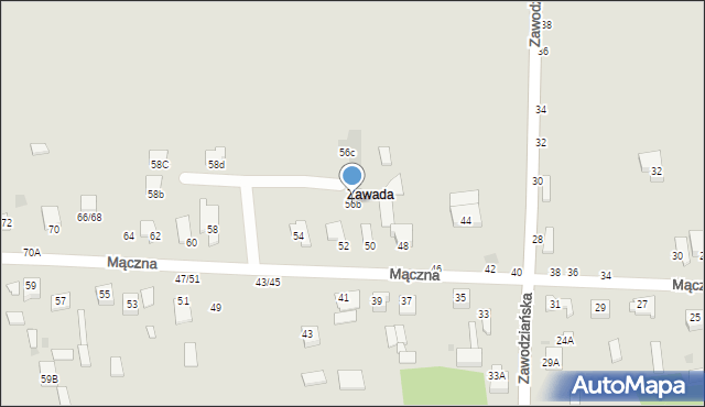 Częstochowa, Mączna, 56b, mapa Częstochowy